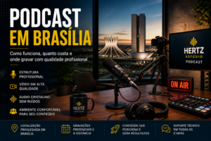 estudio de podcast em brasilia com microfones profissionais