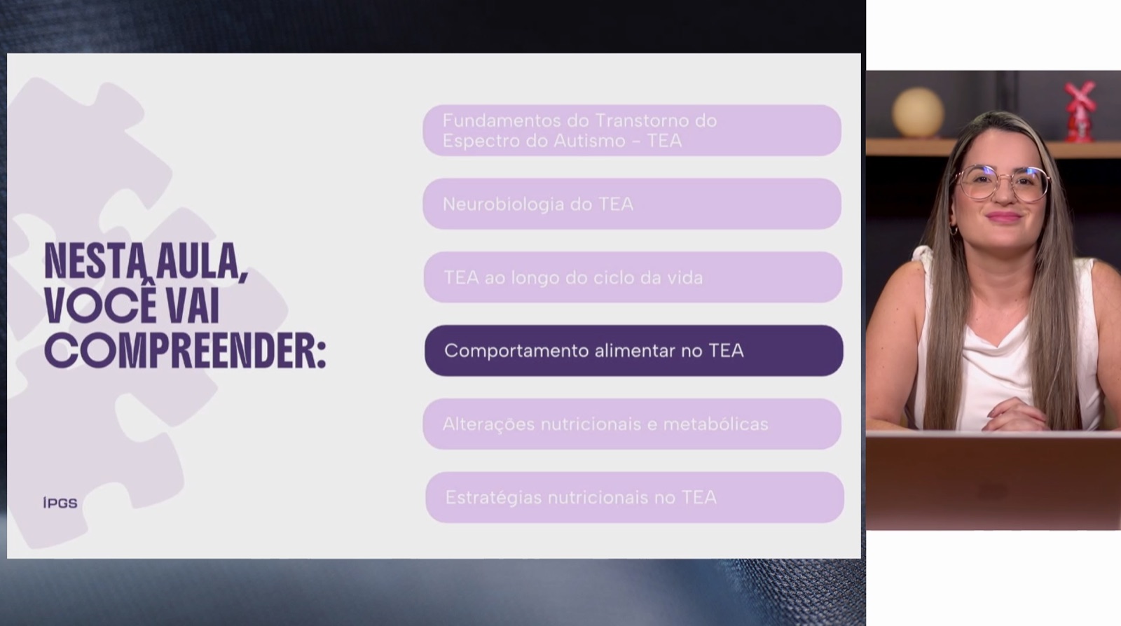 Gravação de curso online com apresentação e professora